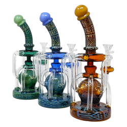 10" Sand Blasted Ball Chamber Recycler Water Pipe Rig - [WSG019]